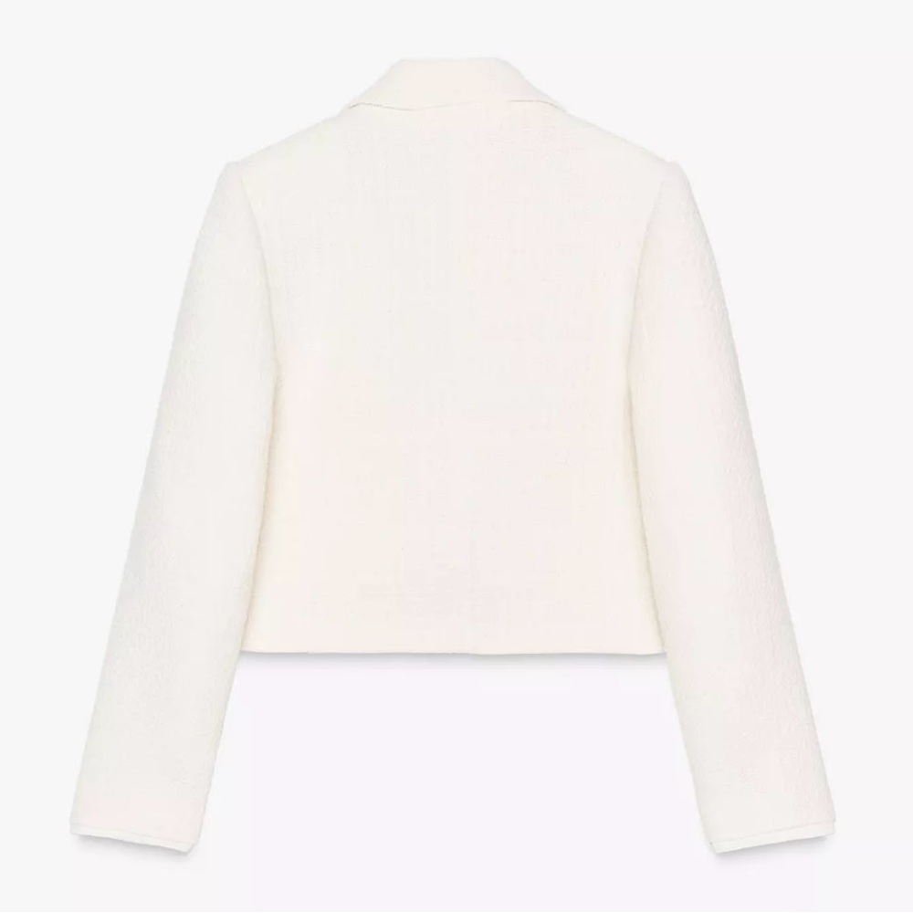 New ZARA Bow Trim Textured Blazer - Picture 5 of 6
